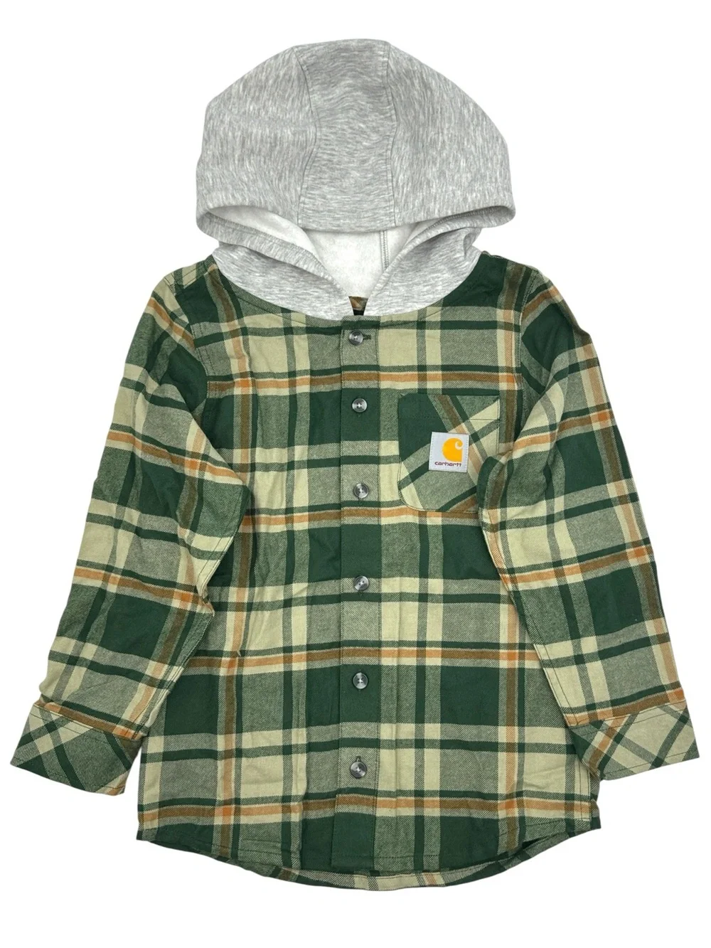 Carhartt Long Sleeve Flannel Button Front Hooded Shirt Jacket Size 6
